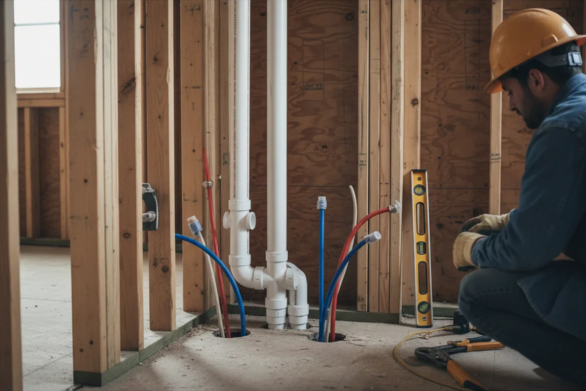 Drain and supply rough-in during Sump Pump Repair in Cantrall